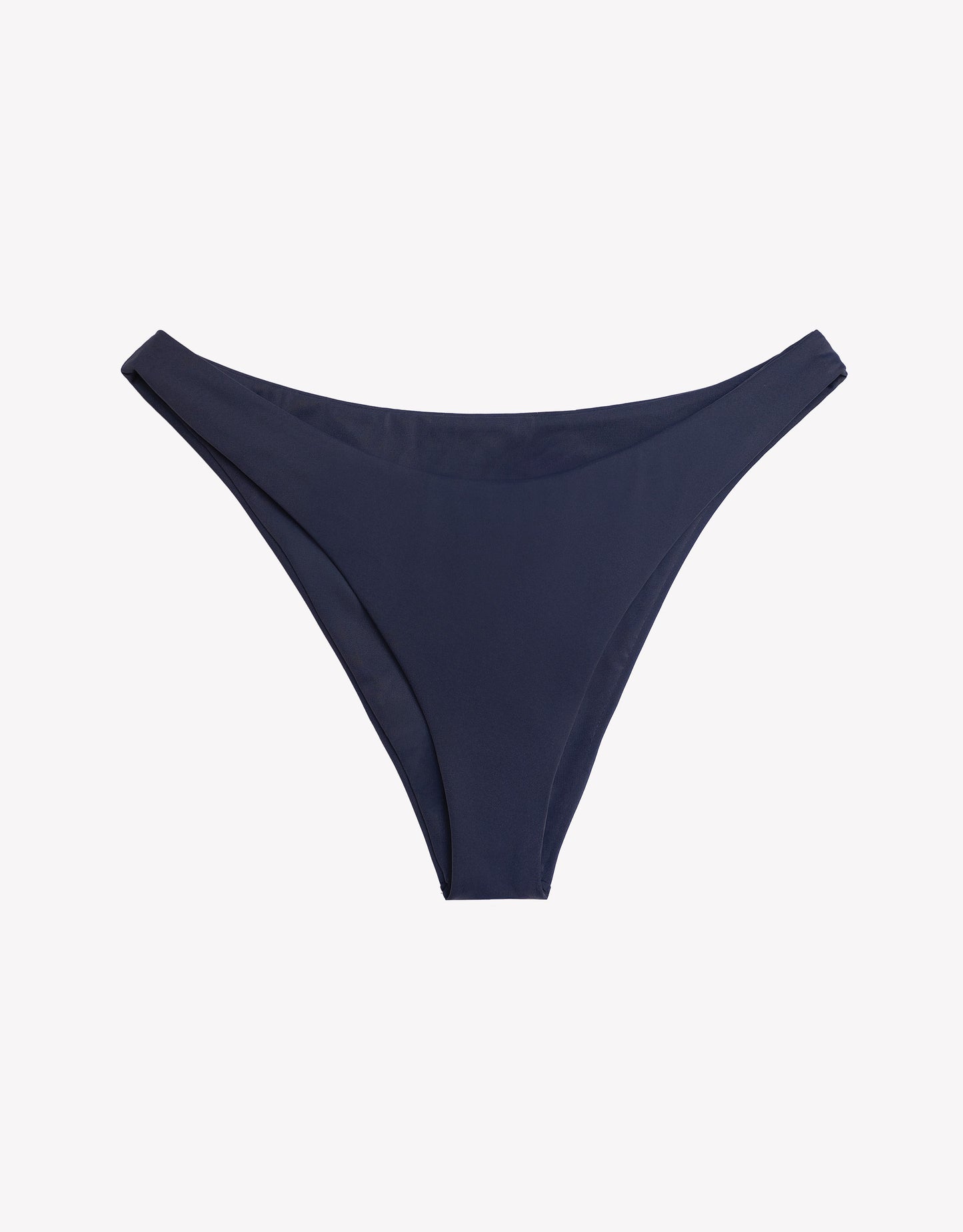 Navy blue bikini bottom on a white background.